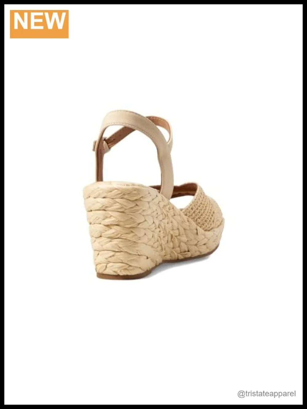 Nomi Raffia Cork Wedge Sandal Ankle Strap Memory Foam Buckle